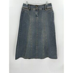 Vtg Cabi Denim Maxi Skirt Women's SIZE 10 Y2K Long Blue Jean 90s Grunge Gothic